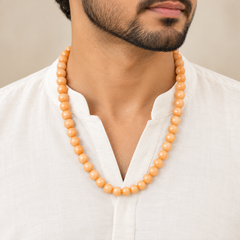 Orange Calcite Mala | Natural Crystal Beads Spiritual Necklace