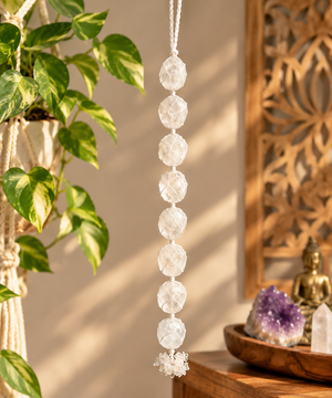 White Clear Quartz Tumble Stone Hanging | Natural Crystal Hanging for Home Decor