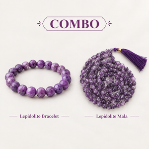 Peace & Emotional Balance Set – Lepidolite Bracelet & Mala