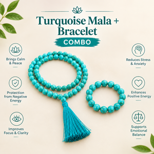 Protection & Clear Communication Crystal Duo – Turquoise Bracelet & Mala
