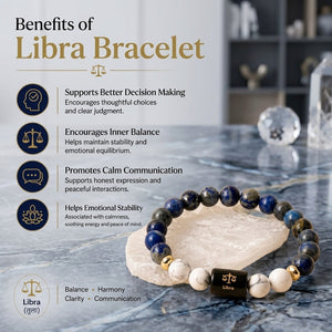 Libra (तुला राशि) Zodiac Crystal Bracelet for Men & Women