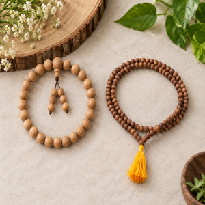 Shwet Chandan Divine Combo | White Chandan Mala & Bracelet Set