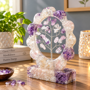 Amethyst, Rose Quartz & Clear Quartz Orgonite Crystal Tree