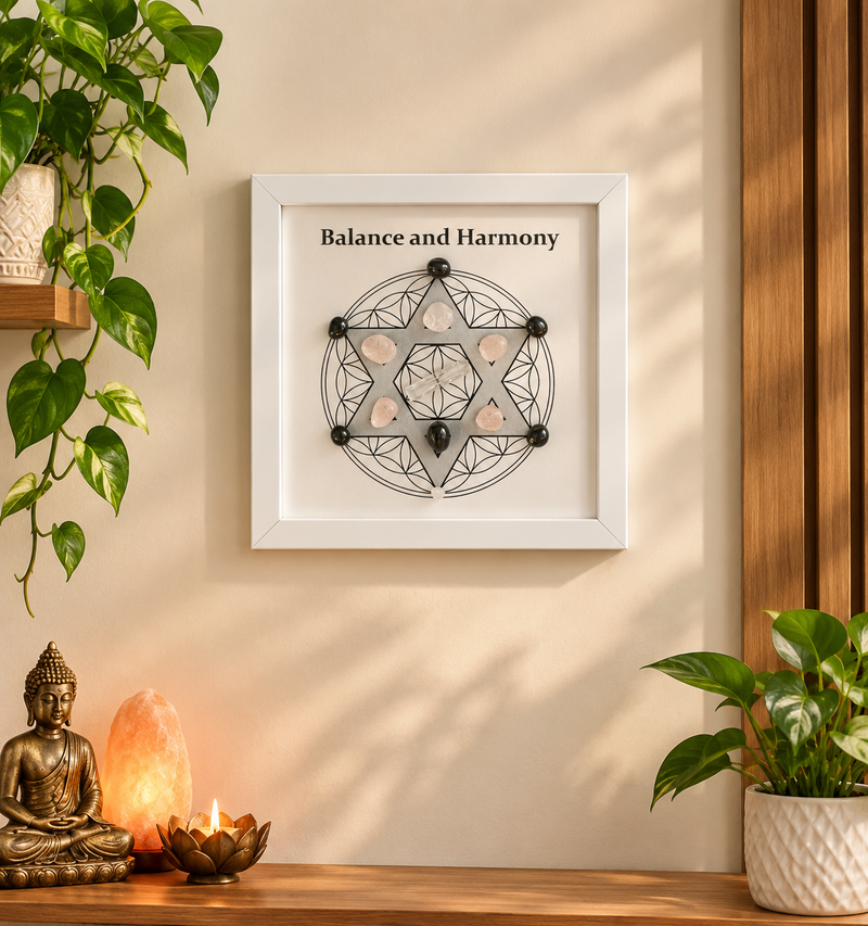 Framed Crystal Grid for Balance & Harmony | Vastu & Positive Energy