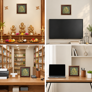 Ganesh Ji Pyrite Frame Photo Frame | Lord Ganesha Spiritual Vastu Decor