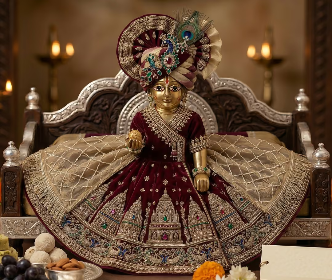Royal Maroon Zari Work Poshak for Laddu Gopal Ji