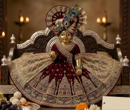 Royal Maroon Zari Work Poshak for Laddu Gopal Ji