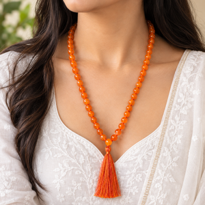 Carnelian Mala | Natural Crystal Beads Spiritual Necklace