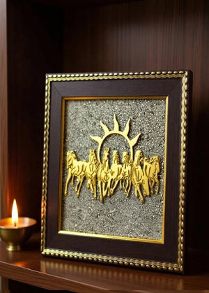 Pyrite Vaibhav Vastu Combo | 7 Horse Pyrite Frame & Pyrite Turtle