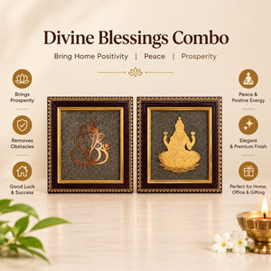 Divine Prosperity Combo | Golden Ganesh & Lakshmi Pyrite Frames