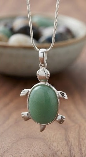 Green Jade Turtle Pendant for Good Luck Prosperity and Vastu Feng Shui