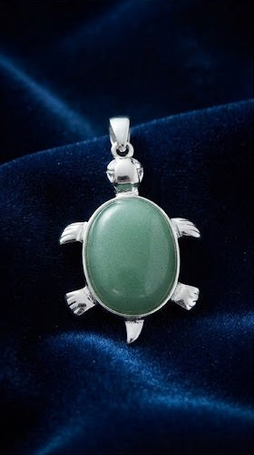 Green Jade Turtle Pendant for Good Luck Prosperity and Vastu Feng Shui