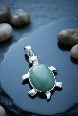 Green Jade Turtle Pendant for Good Luck Prosperity and Vastu Feng Shui