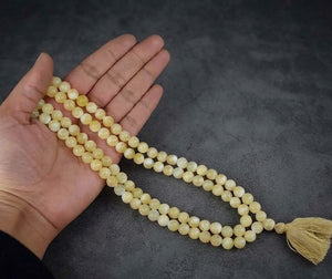 Yellow Calcite Crystal Beads Mala Spiritual Necklace