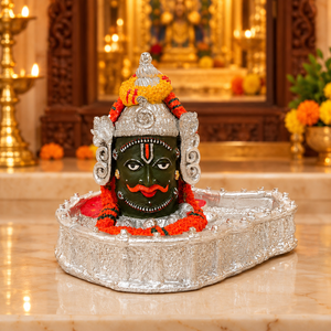 Mahakaleshwar Mahadev Shivling with Ornate Silver-Finish Jaladhari Base