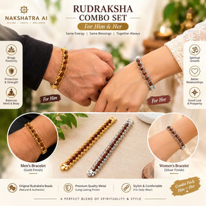 Rudra Royal Duo Bracelet Set | Golden & Silver Rudraksha Combo