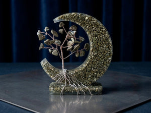 Pyrite Moon Orgonite Tree | Natural Pyrite Gemstone Tree
