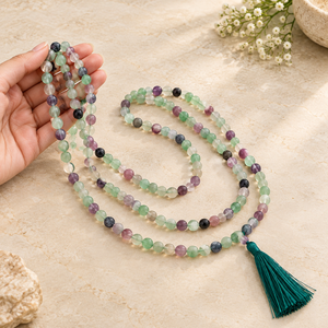 Fluorite Crystal Beads Mala Spiritual Necklace