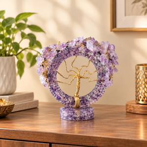 Amethyst Crystal Duo | Polished Gemstone Tree & Orgonite Tree of Life Pendant
