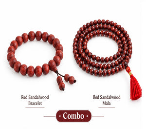 Red Chandan Divine Duo | Spiritual Bracelet & Tulsi Mala