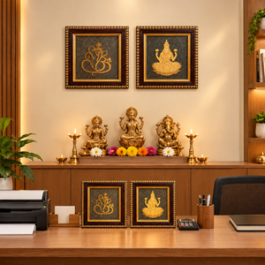 Divine Prosperity Combo | Golden Ganesh & Lakshmi Pyrite Frames