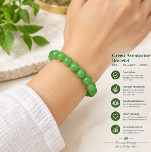 Luck & Abundance Crystal Duo – Green Aventurine Bracelet & Mala