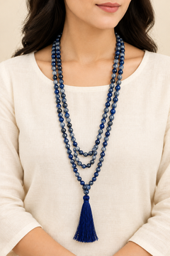 Lapis Lazuli Crystal Beads Mala Spiritual Necklace