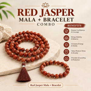 Strength & Grounding Stone Set – Red Jasper Bracelet & Mala