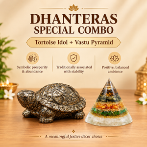 Dhanteras Prosperity Combo | Pyrite Turtle & Dhanyog Cone Pyramid