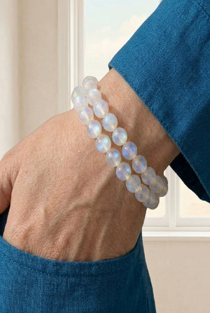 Lunar Glow & Intuition Set – Rainbow Moonstone Bracelet & Mala