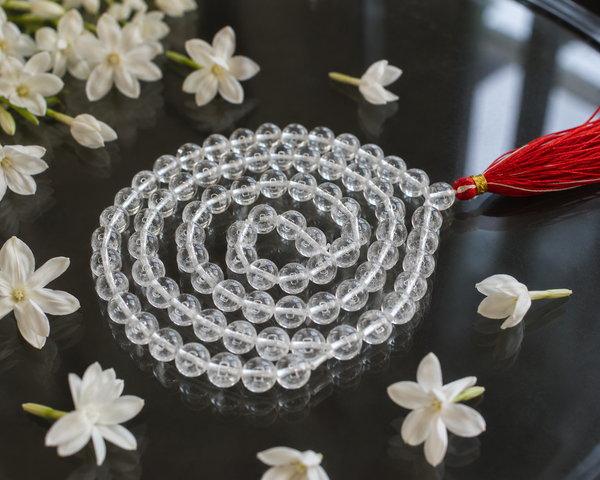 Sphatik (Clear Quartz) Mala – Crown Chakra Energizer