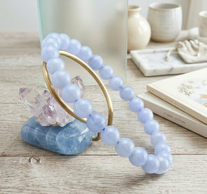 Blue Lace Agate Bracelet | Natural Crystal Beads Jewellery