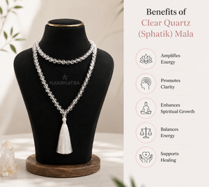 Sphatik Clear Quartz Crystal Beads Mala