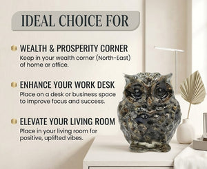 Big Pyrite Owl for Feng Shui Symbol of Wisdom, Protection & Abundance