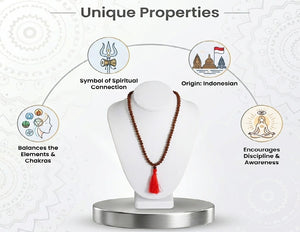 5 Mukhi Indonesian Rudraksha Mala 108 Beads for Prayer and Meditation