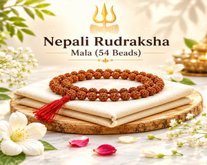 Natural 5 Mukhi Nepali Rudraksha Mala 54 Beads Spiritual Necklace