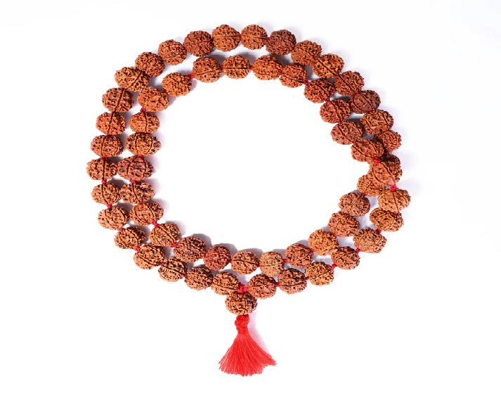 Natural 5 Mukhi Nepali Rudraksha Mala 54 Beads Spiritual Necklace