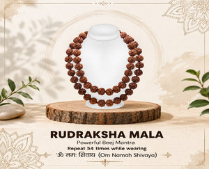Natural 5 Mukhi Nepali Rudraksha Mala 54 Beads Spiritual Necklace