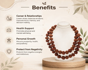 Natural 5 Mukhi Nepali Rudraksha Mala 54 Beads Spiritual Necklace