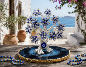 SILVER FLOWER EVIL EYE TREE