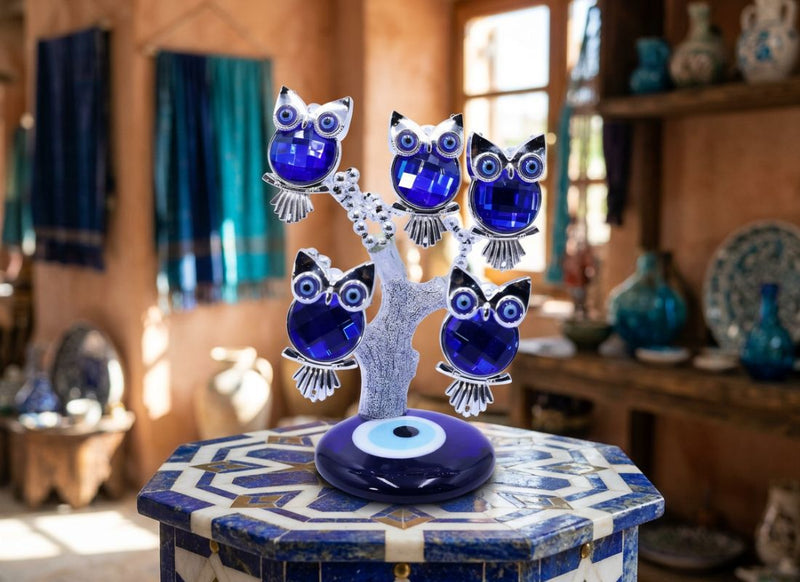BLUE EVIL EYE 5 OWL'S TREE