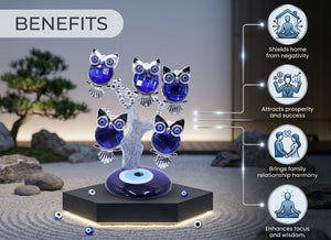 BLUE EVIL EYE 5 OWL'S TREE