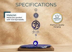 Om Evil Eye Hanging with Blue Nazar Protection Design for Home Decor