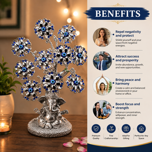 SILVER GANESH EVIL EYE FLOWER TREE