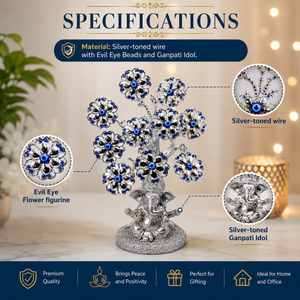 SILVER GANESH EVIL EYE FLOWER TREE