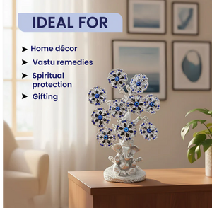SILVER GANESH EVIL EYE FLOWER TREE