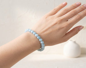 Natural Aquamarine Crystal Beads Bracelet