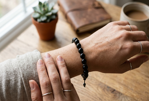 Black Obsidian Crystal Beads Bracelet