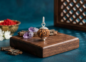 8 Mukhi Nepali Rudraksha with Silver Capping