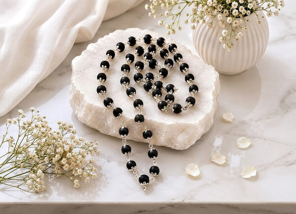 Karungali Mala with Silver Cap